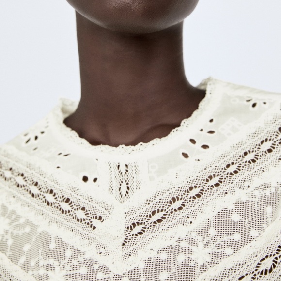 New Zara XS eyelet boho top in white - Picture 10 of 10